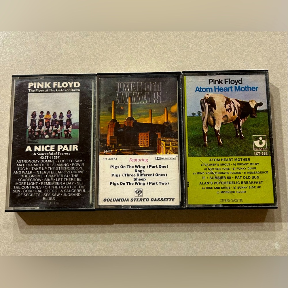 Pink Floyd Cassettes Vintage: A Nice Pair, Atom Heart Mother, Animals